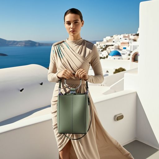 模特正面手持包袋，直视镜头，展现自信风格