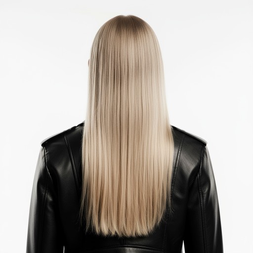 Anya的背影，展示其顺滑的白金长直发