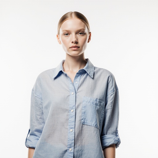 AI虚拟模特Astrid肖像，气质清新，发髻简洁