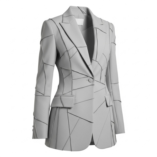 西装静物图：中空展示精密接缝构成的几何美感