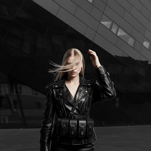 局部特写：胸包与大衣的完美嵌合，展示工业细节